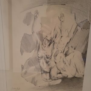 Antique charcoal sketch on paper